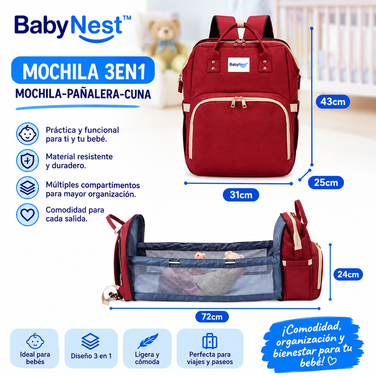 BabyNest™ Todo lo que tu bebé necesita, contigo. 👶💗
