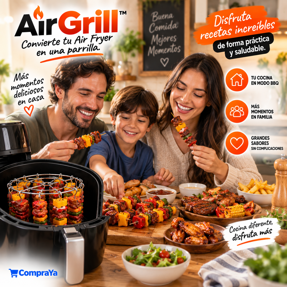 AirGrill™ “Convierte tu Air Fryer en una parrilla.”