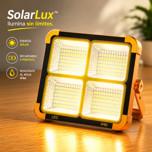 SolarLux ⚡ Reflector solar portátil para apagones, carro, camping, fincas y emergencias.