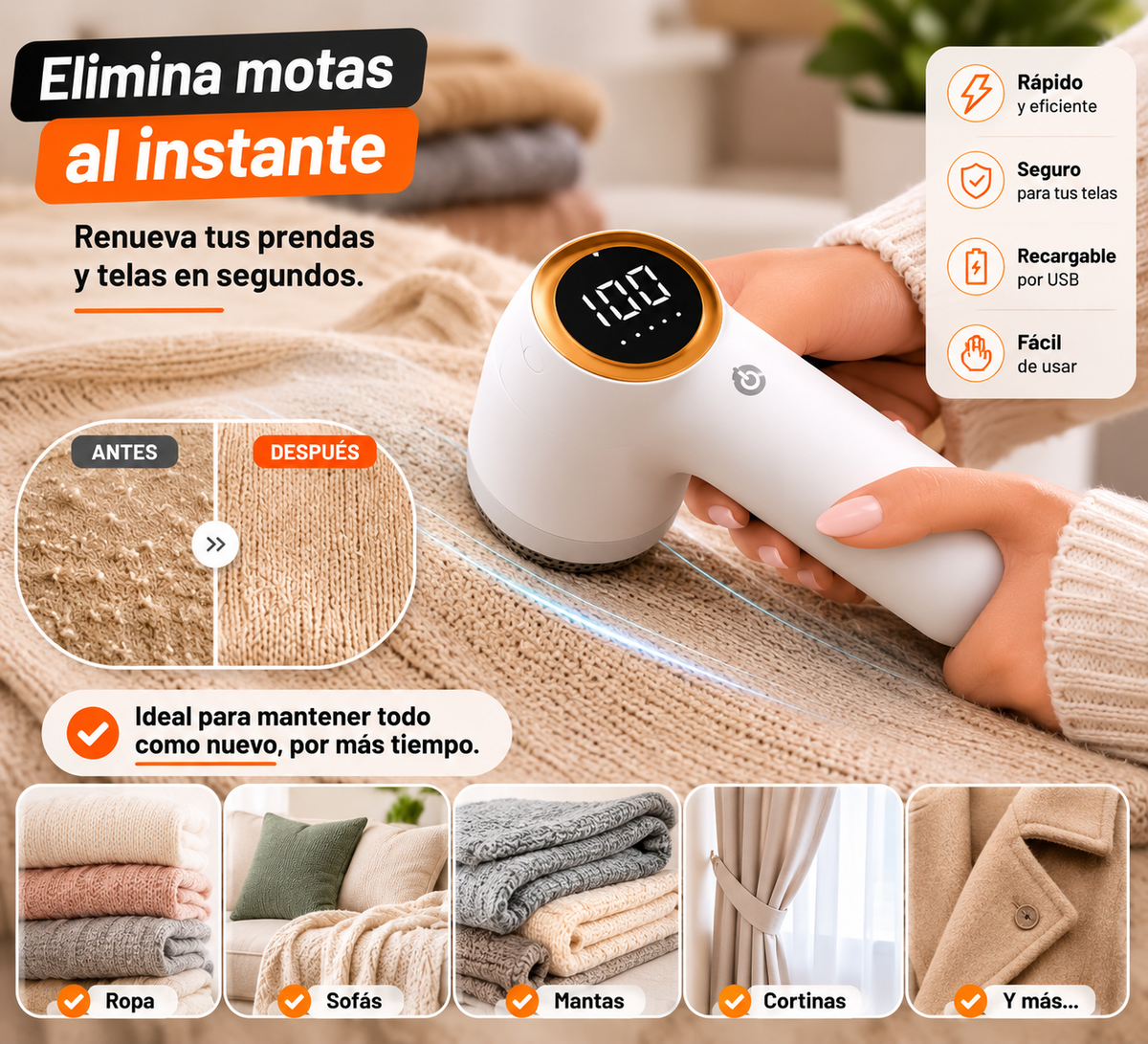 QuitaMota™ Adiós a las motas en cada tela.