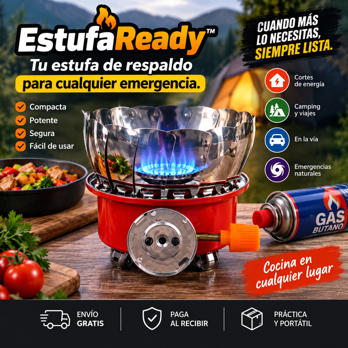 EstufaReady™ “Tu estufa de respaldo para cualquier emergencia.”