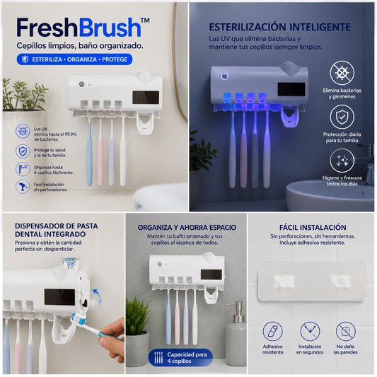 FreshBrush™ Cepillos limpios, baño organizado.
