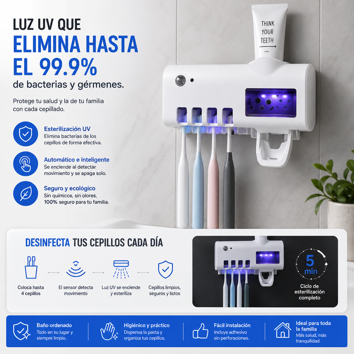 FreshBrush™ Cepillos limpios, baño organizado.