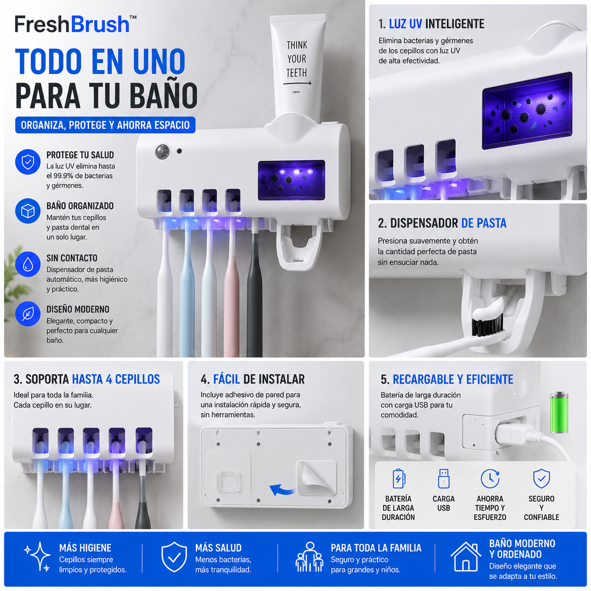 FreshBrush™ Cepillos limpios, baño organizado.