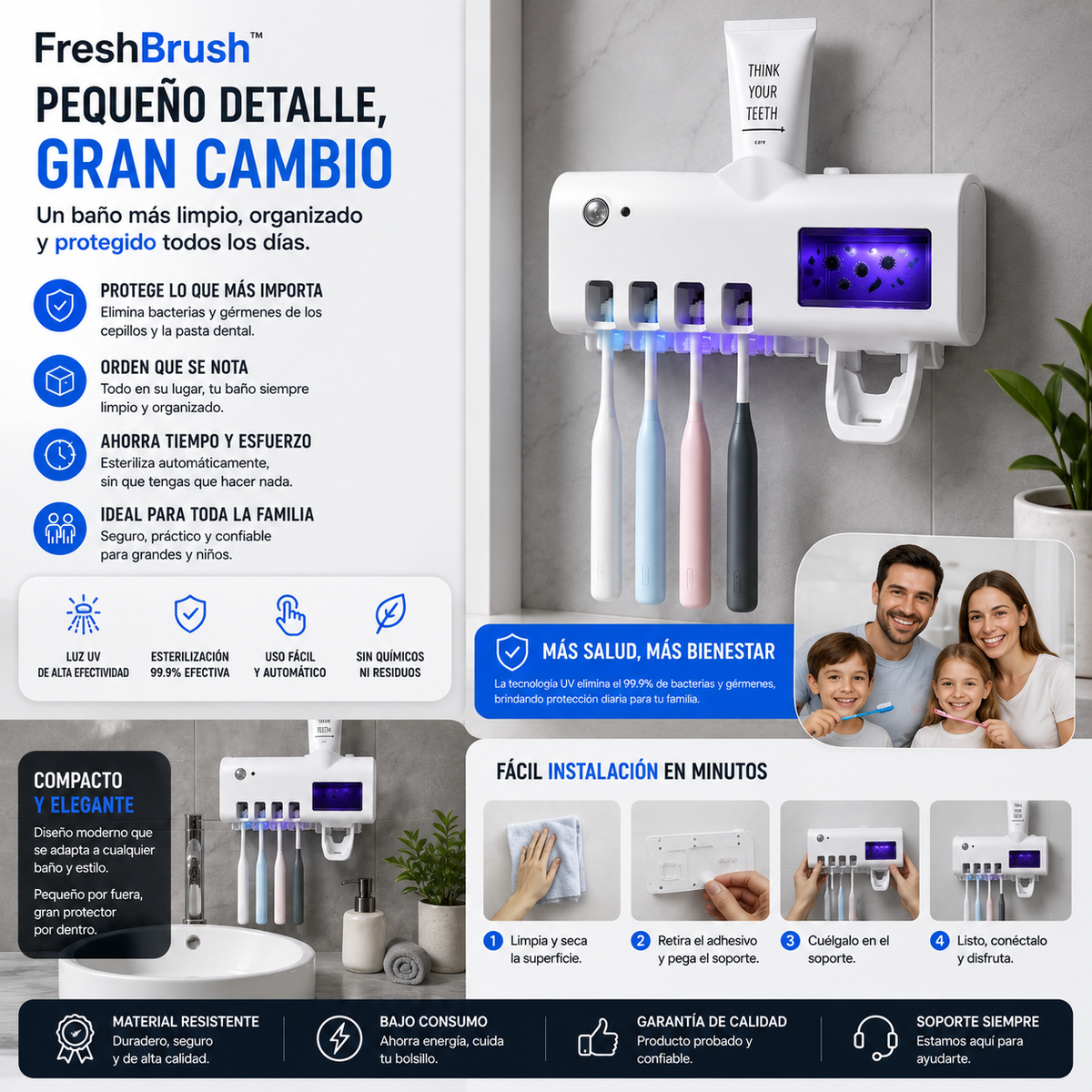 FreshBrush™ Cepillos limpios, baño organizado.