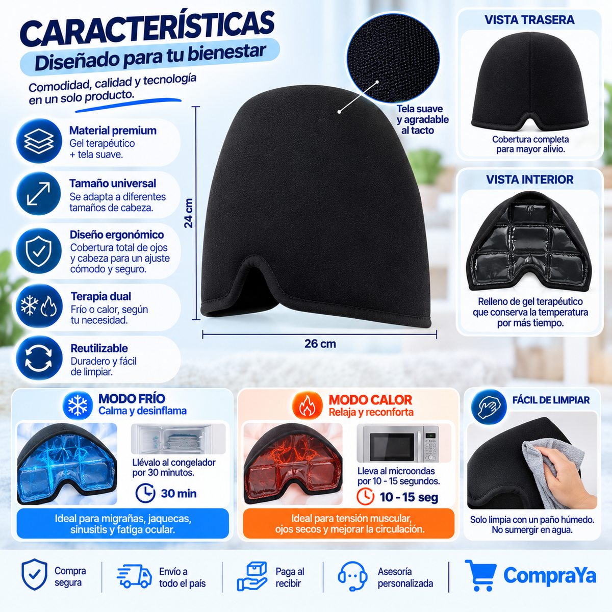 AntiMigra™ — Frío y calor para tu momento de alivio.