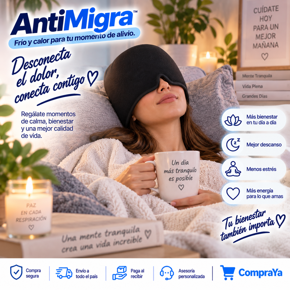 AntiMigra™ — Frío y calor para tu momento de alivio.