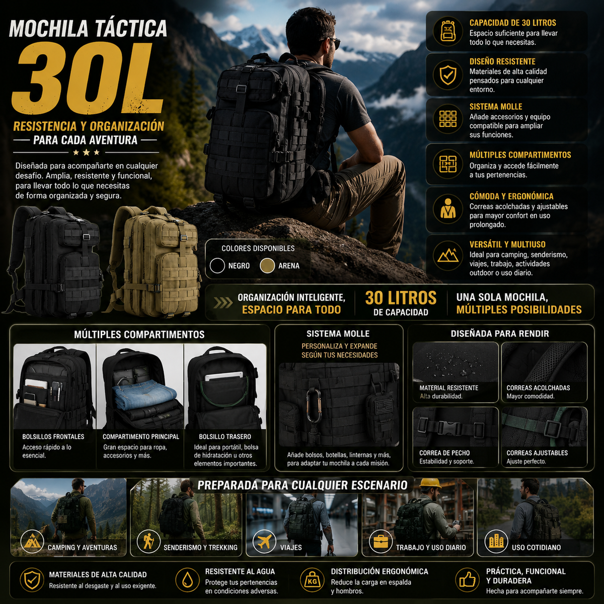 AdventureGo™ Lista para cada aventura de 30 litros