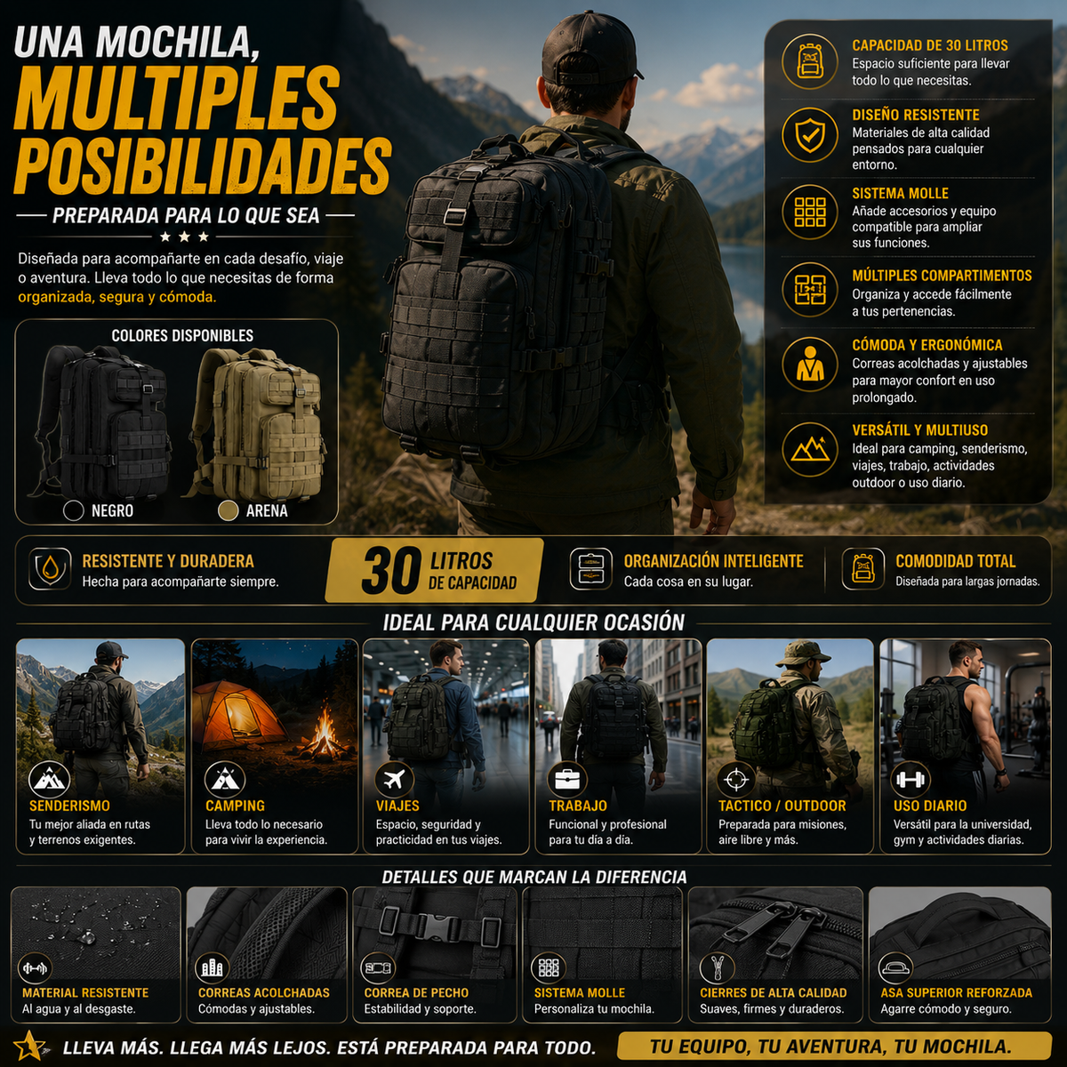 AdventureGo™ Lista para cada aventura de 30 litros