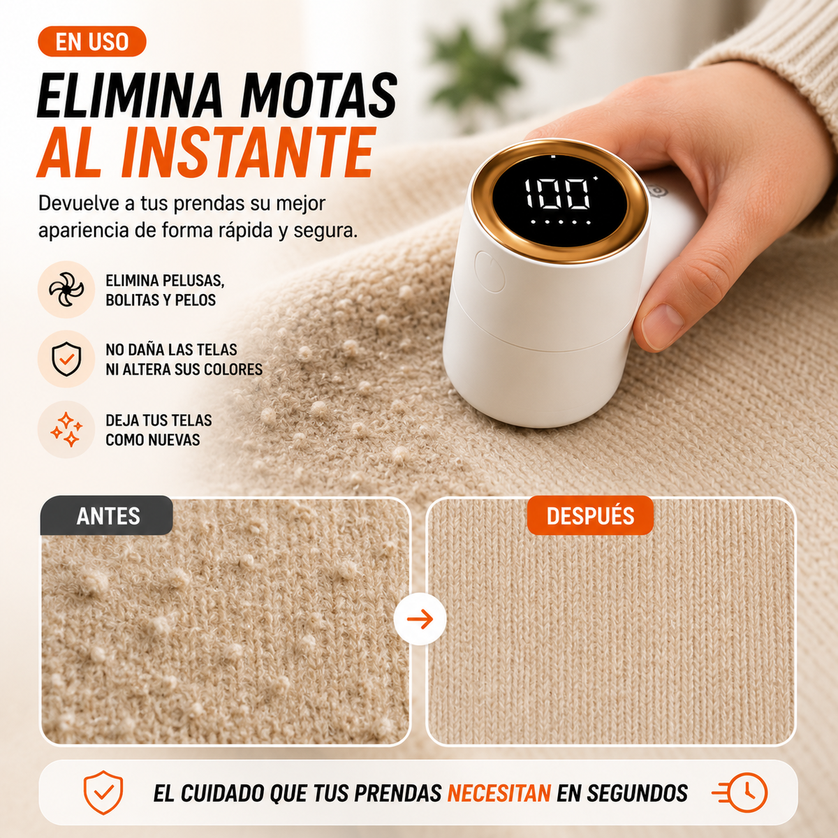 QuitaMota™ Adiós a las motas en cada tela.