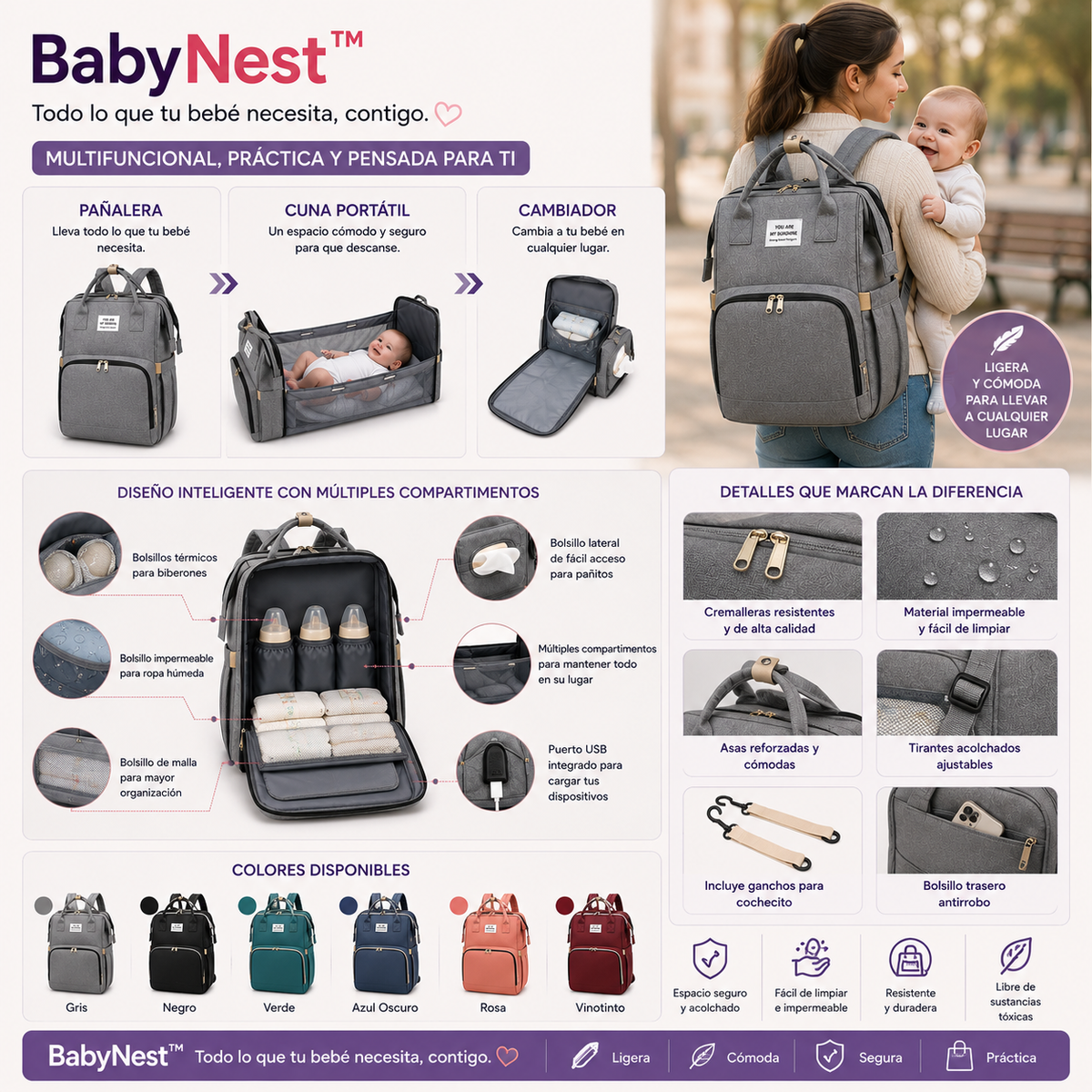 BabyNest™ Todo lo que tu bebé necesita, contigo. 👶💗