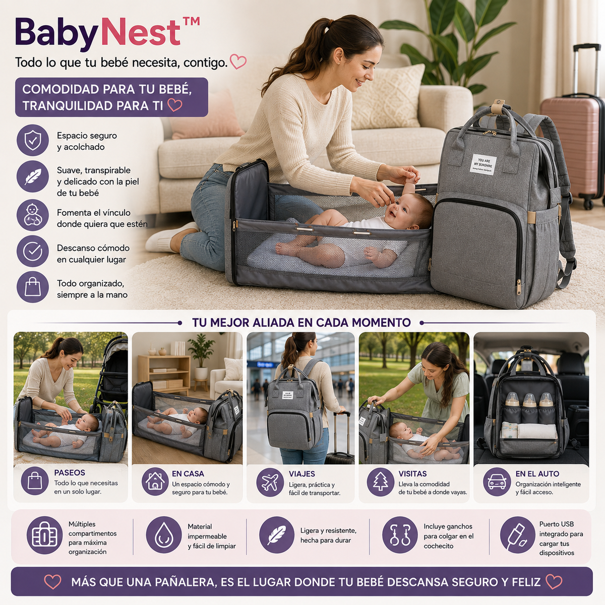 BabyNest™ Todo lo que tu bebé necesita, contigo. 👶💗