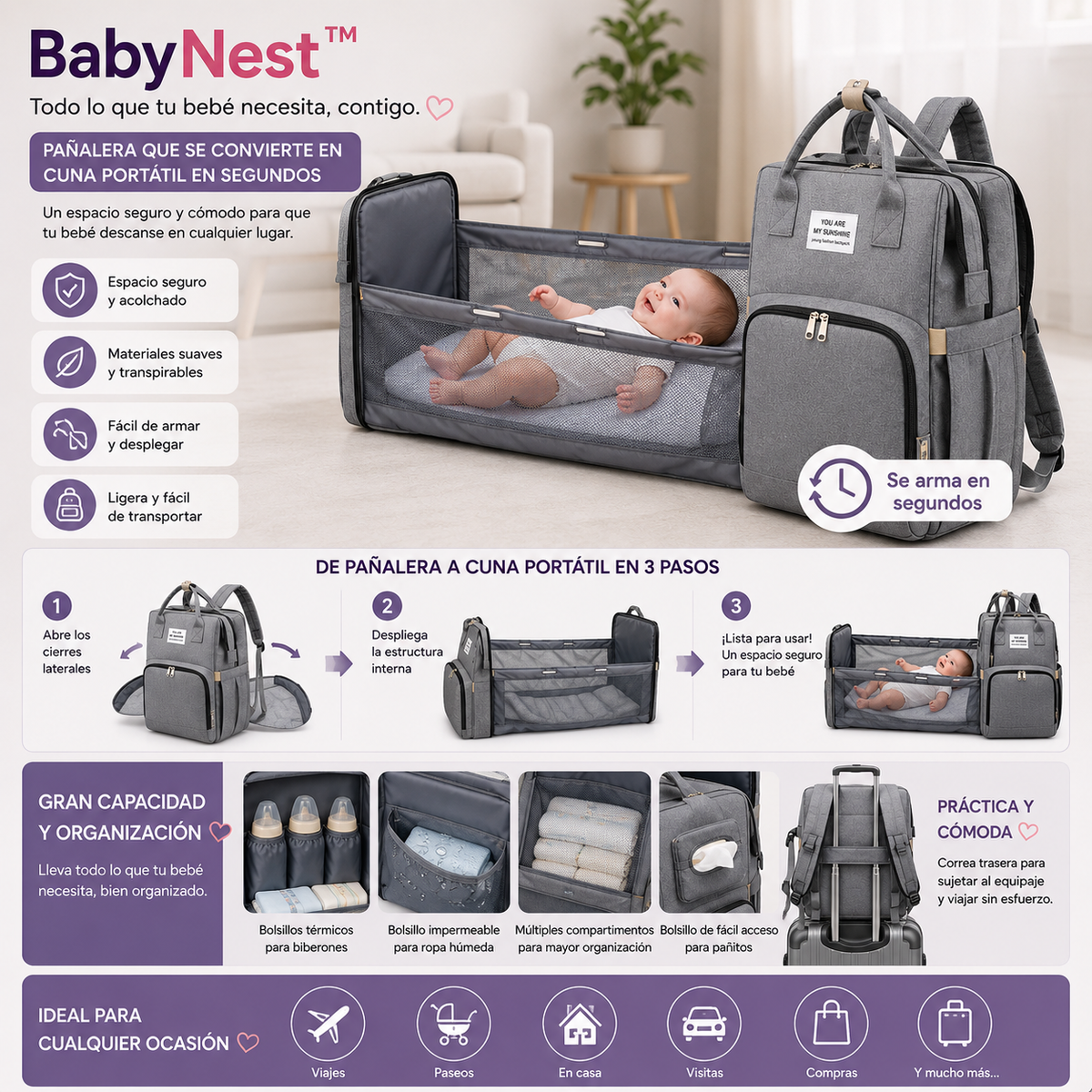 BabyNest™ Todo lo que tu bebé necesita, contigo. 👶💗