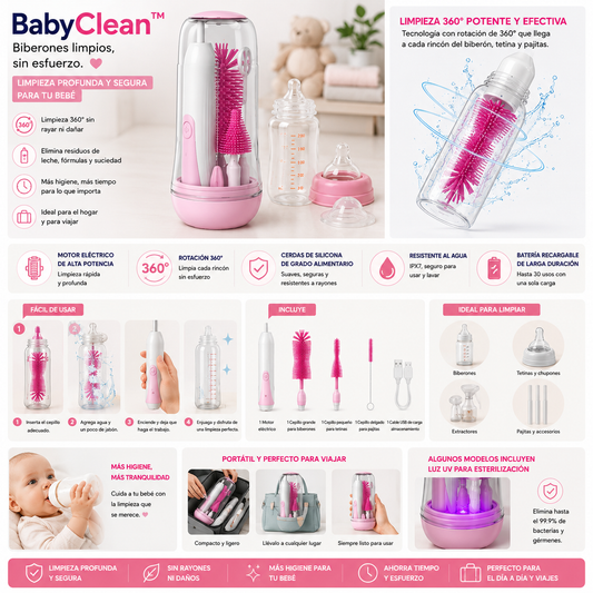 BabyClean™  Biberones limpios, sin esfuerzo. 🍼✨
