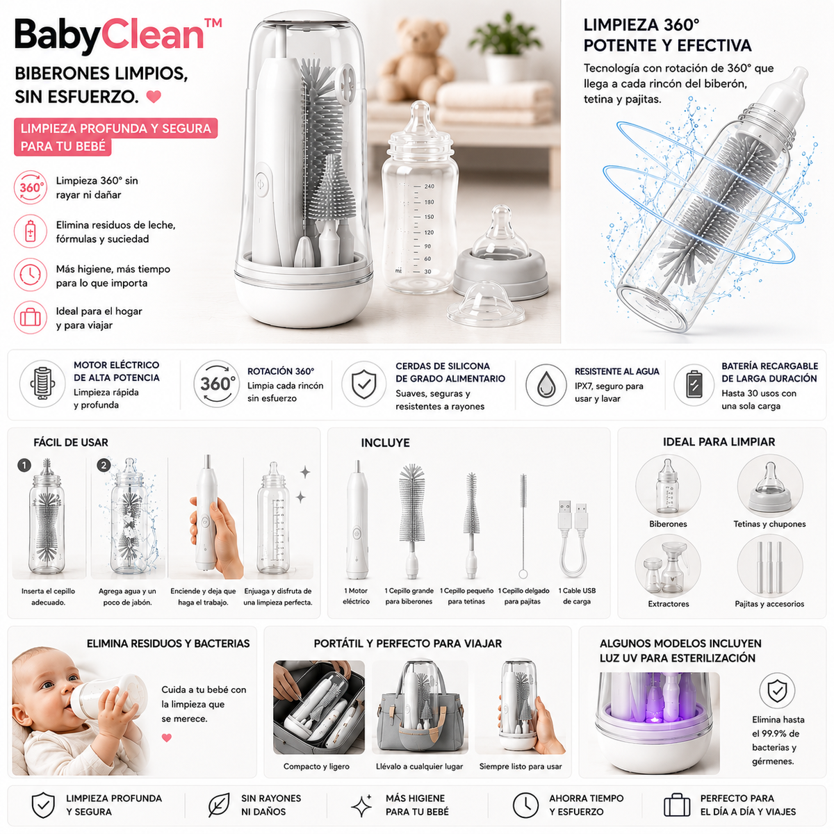 BabyClean™  Biberones limpios, sin esfuerzo. 🍼✨