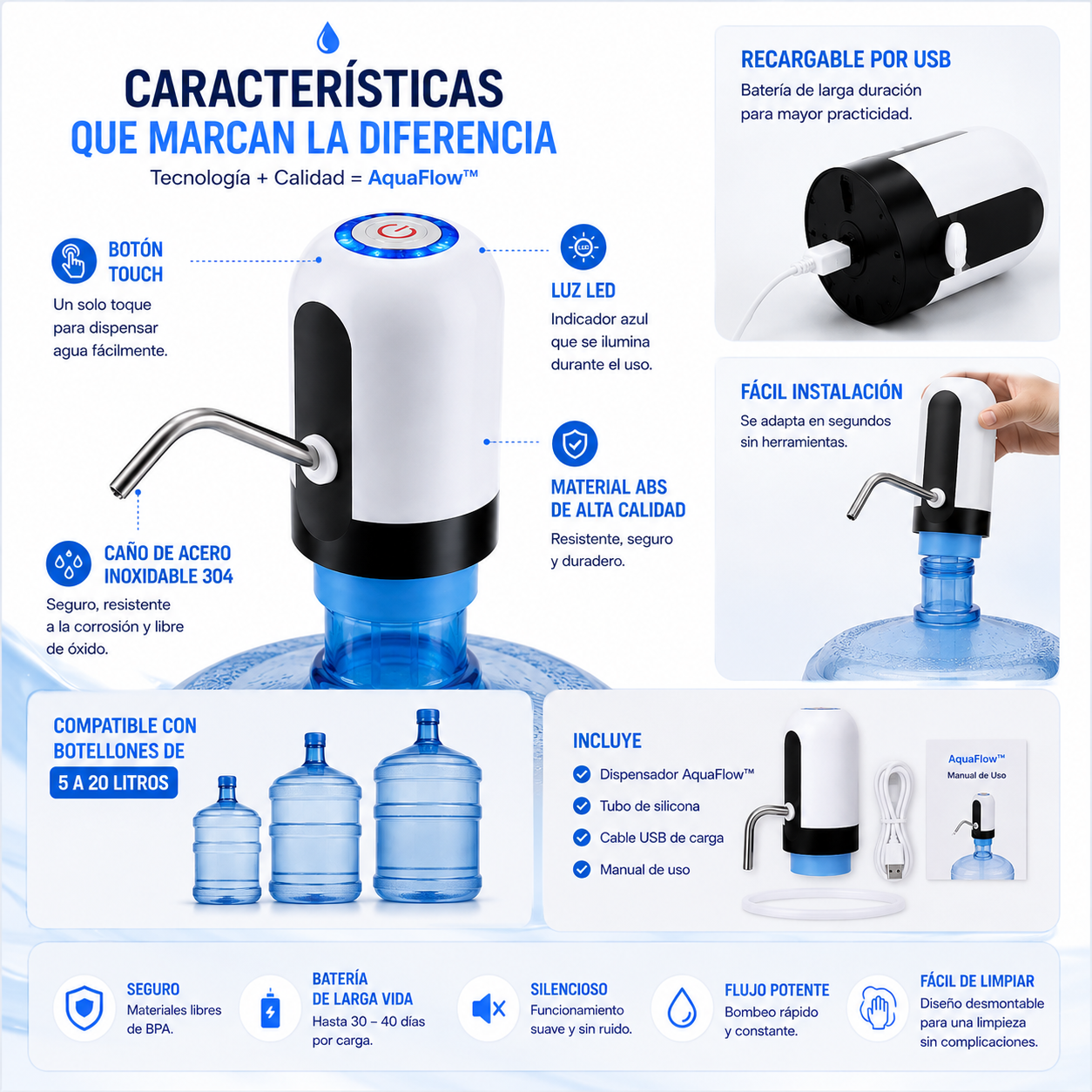 💧 AquaFlow™ – Agua al instante, sin esfuerzo.
