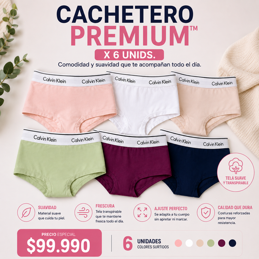 Cachetero Premium™  X 6 Unids. Comodidad y suavidad que te acompañan todo el día.