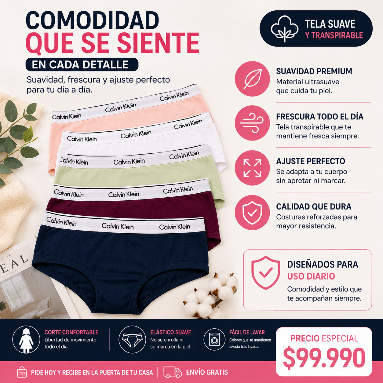 Cachetero Premium™  X 6 Unids. Comodidad y suavidad que te acompañan todo el día.