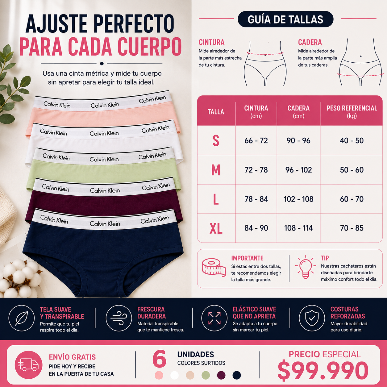 Cachetero Premium™  X 6 Unids. Comodidad y suavidad que te acompañan todo el día.