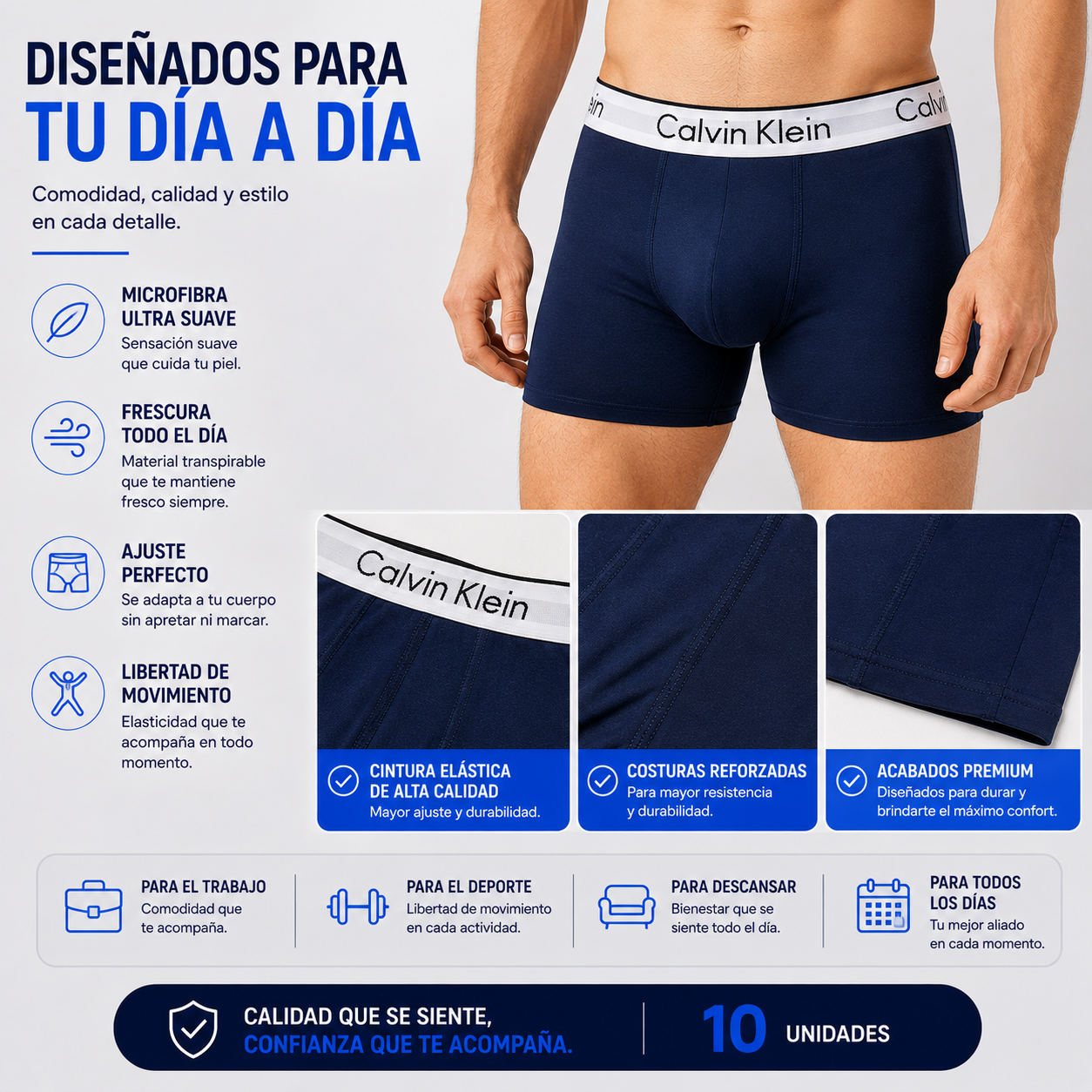 Boxer Premium™ X 10 Unid.  "La comodidad que usarás todos los días."