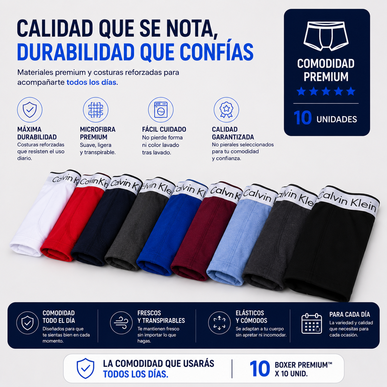 Boxer Premium™ X 10 Unid.  "La comodidad que usarás todos los días."