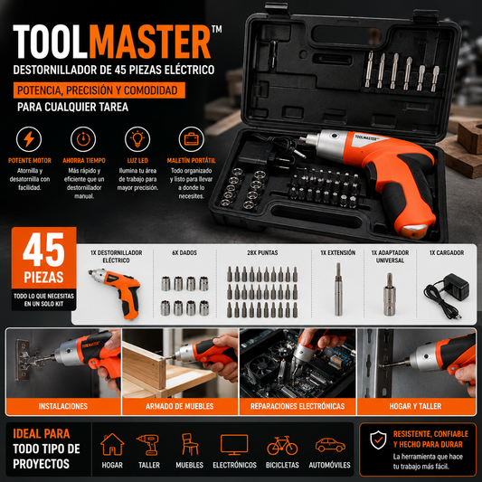 ToolMaster™ Destornillador de 45 Piezas Electrico