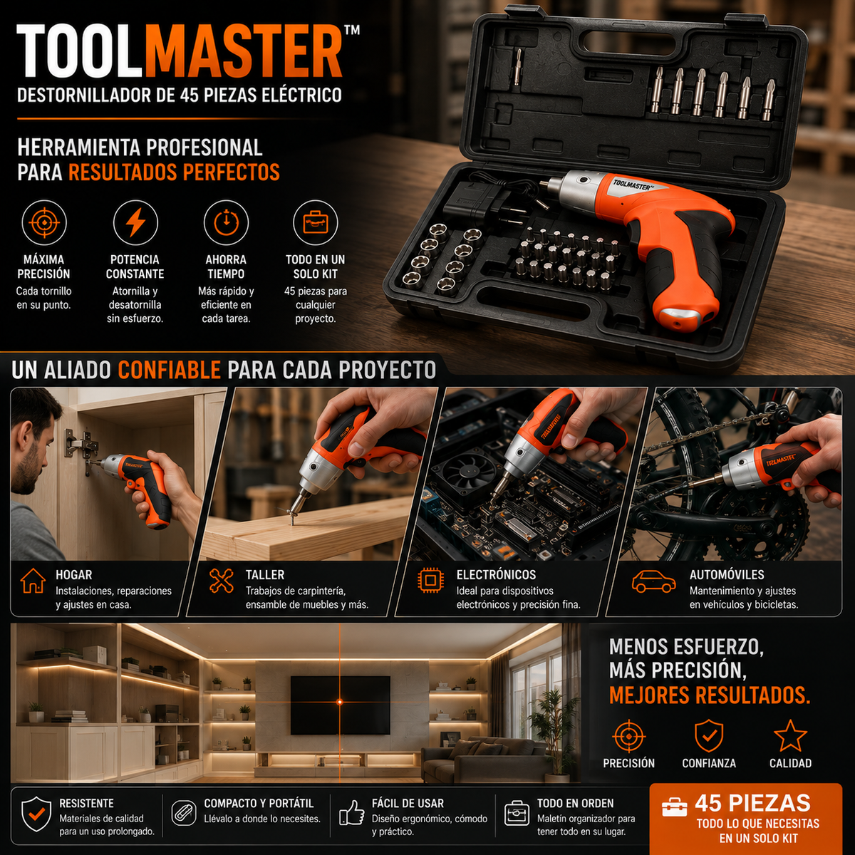 ToolMaster™ Destornillador de 45 Piezas Electrico