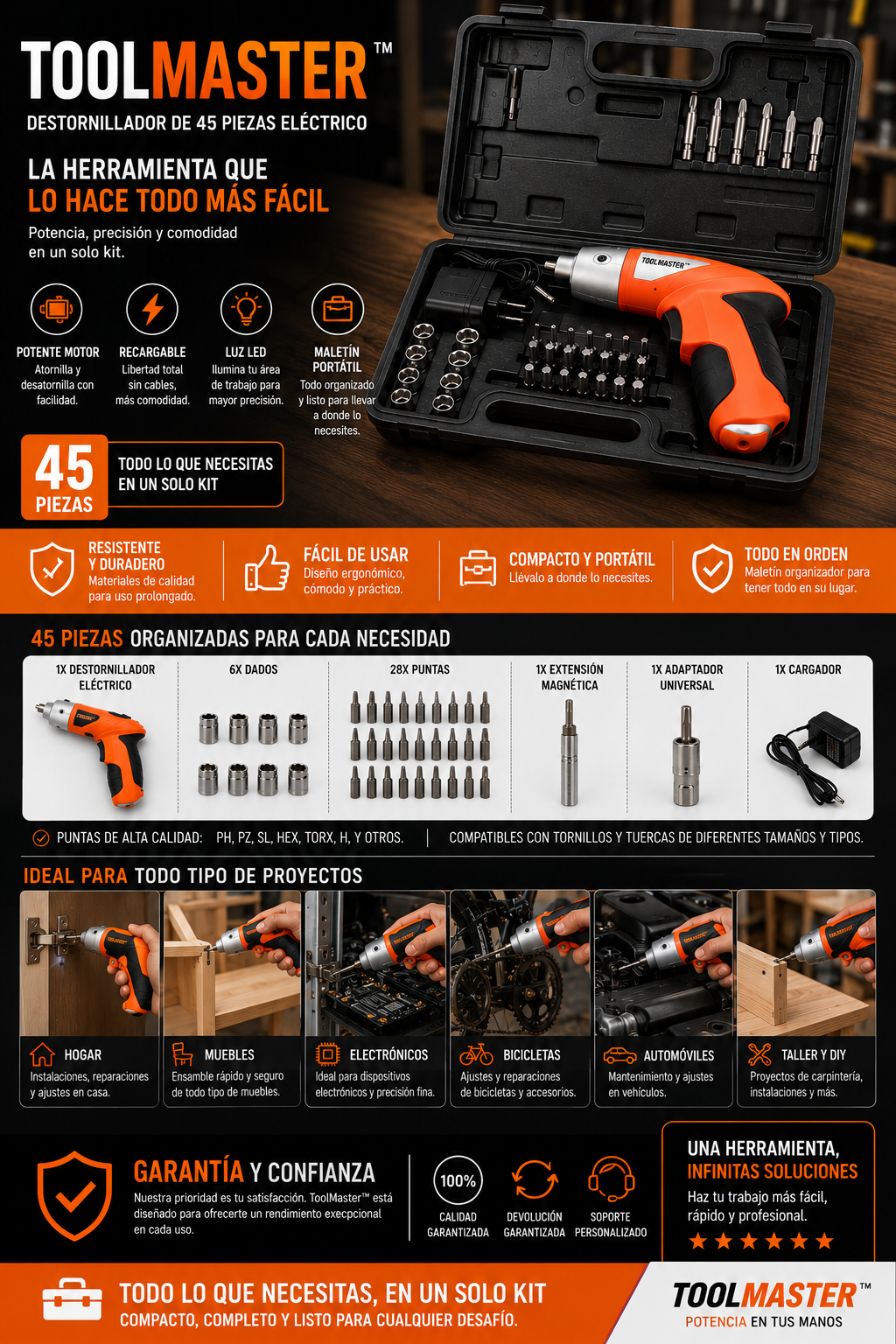 ToolMaster™ Destornillador de 45 Piezas Electrico