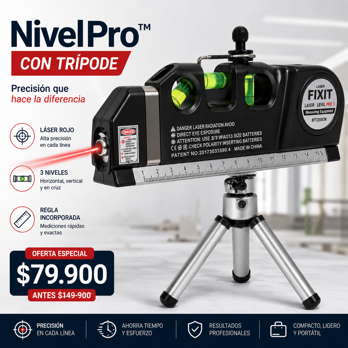 NivelPro™  Con Tripode "Precisión que hace la diferencia".