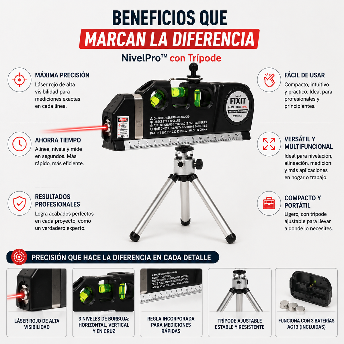 NivelPro™  Con Tripode "Precisión que hace la diferencia".