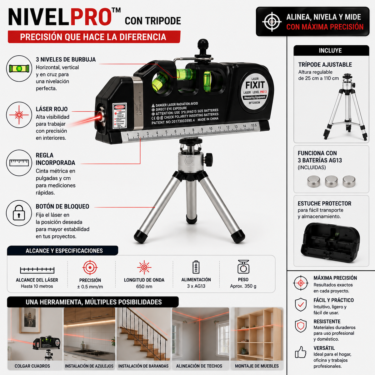 NivelPro™  Con Tripode "Precisión que hace la diferencia".